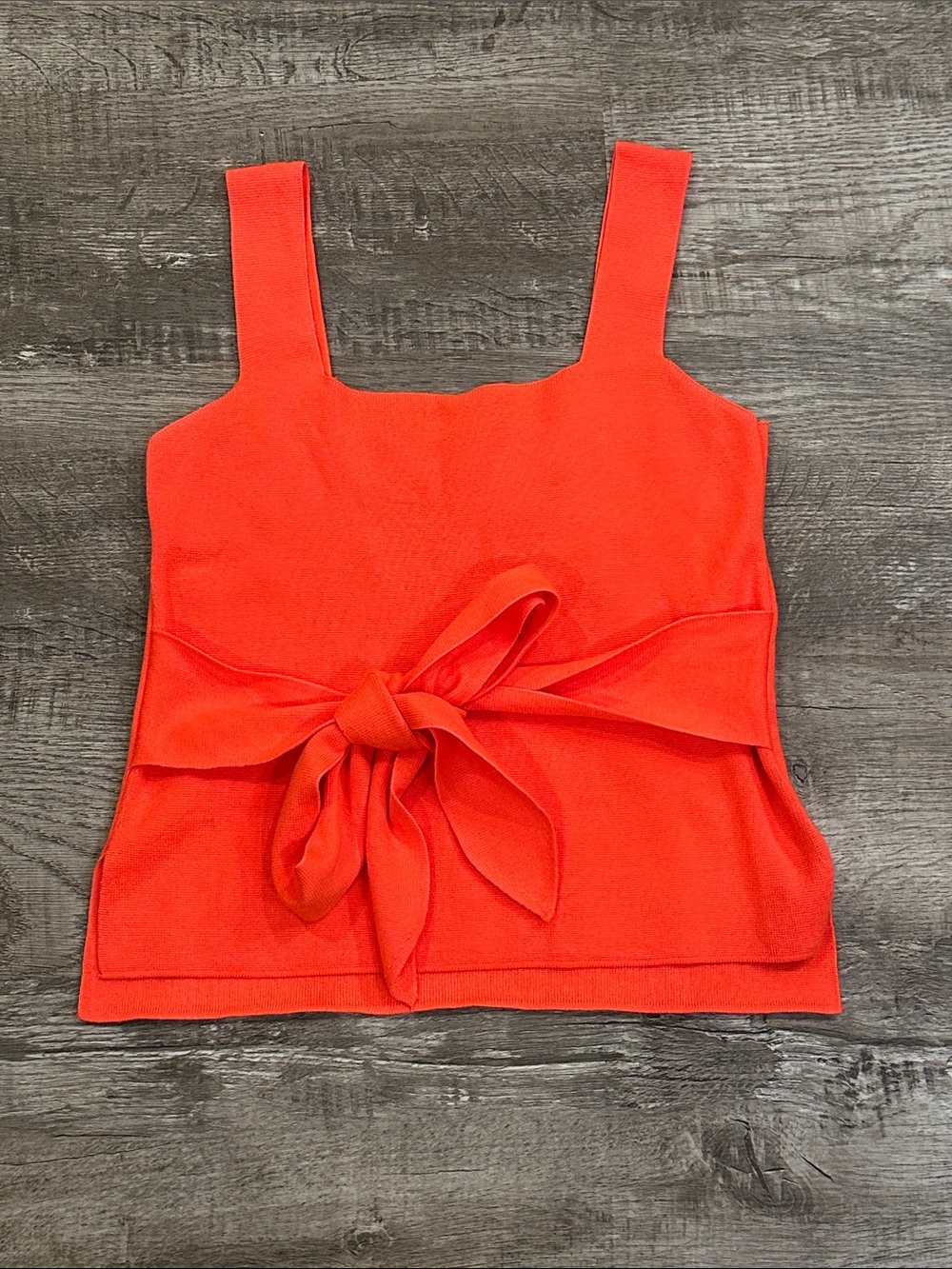 Anthropologie Bright Orange Square Neck Tie-Waist Camisole
